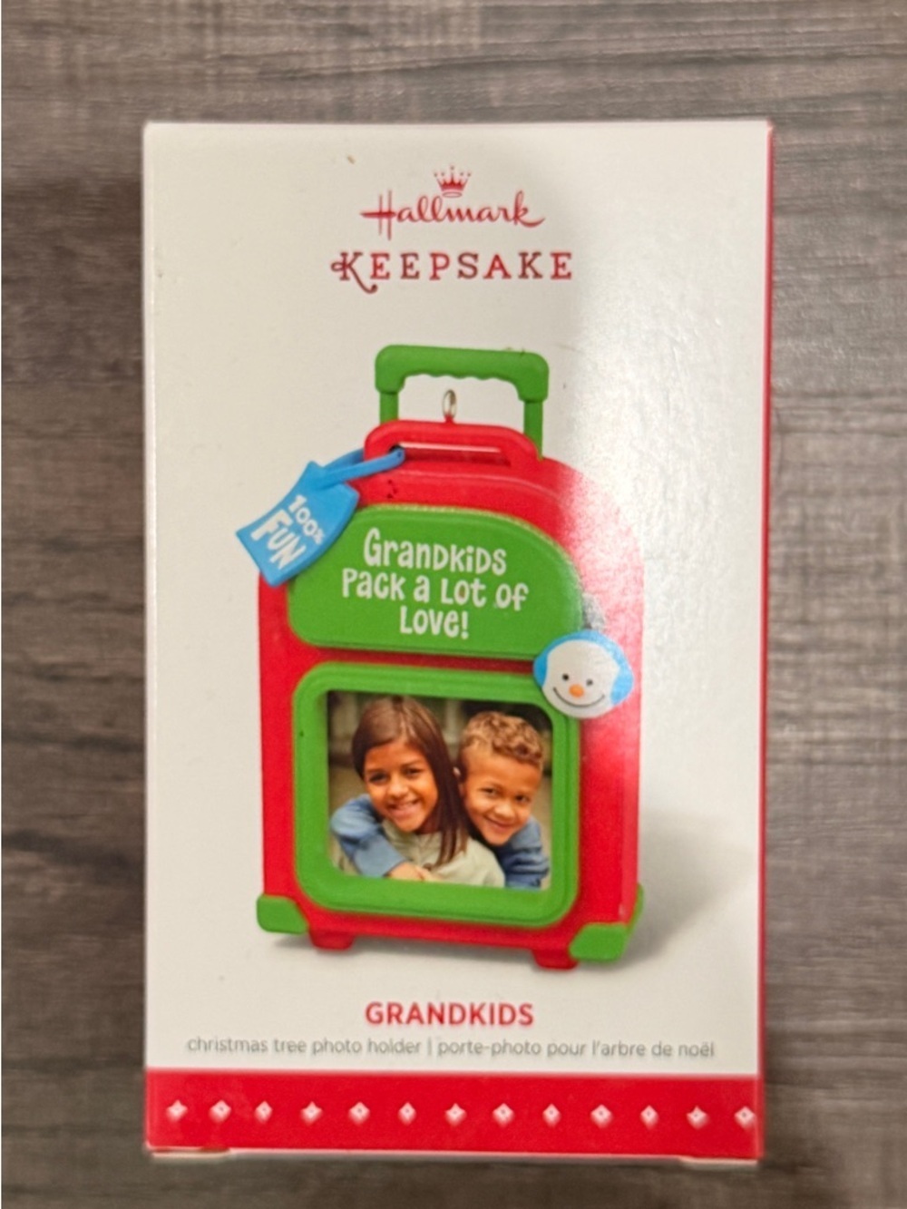 Hallmark Keepsake Red & Green Grandkids Photo Suitcase Ornament New in Box